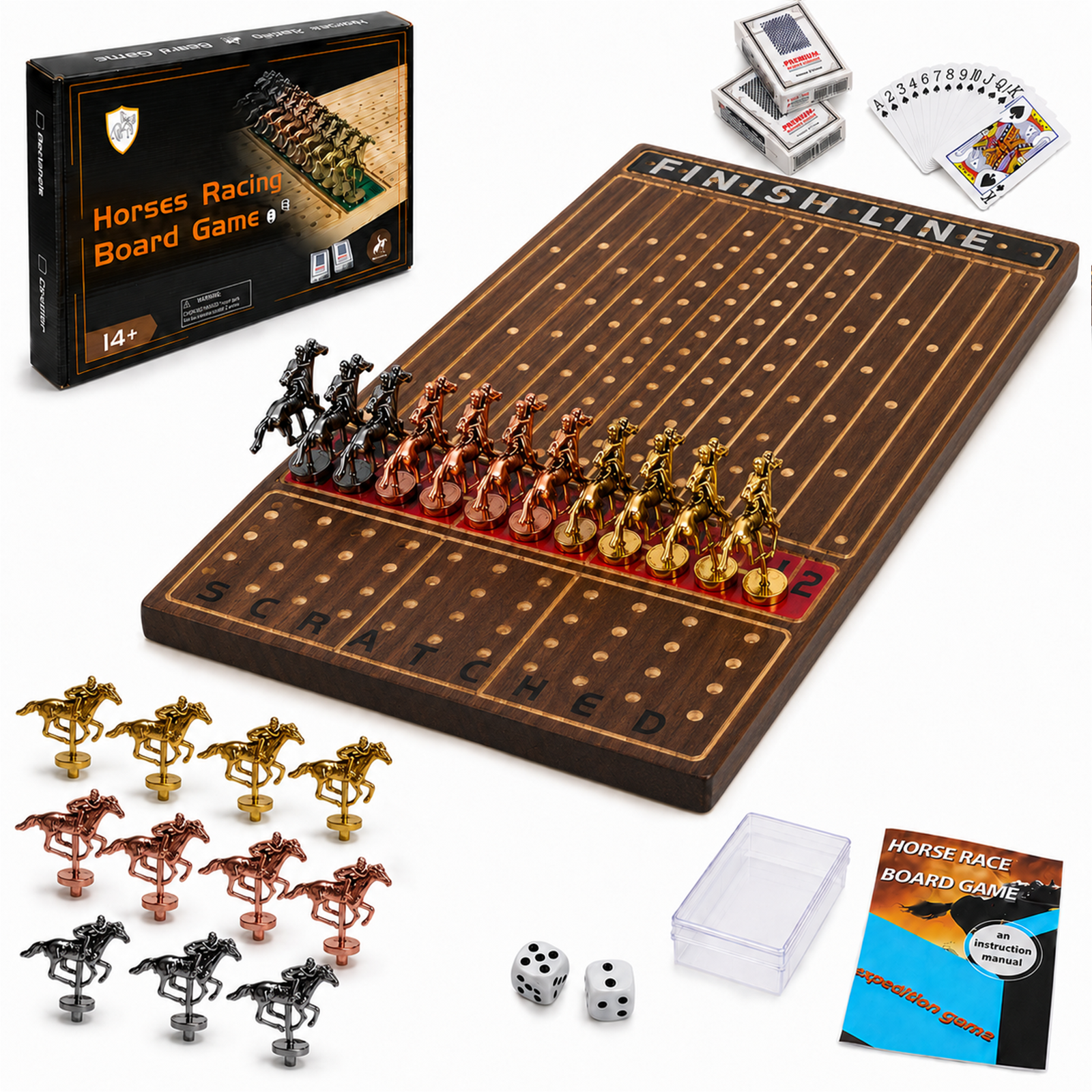 Horse Race Board Game - Burnt Wood