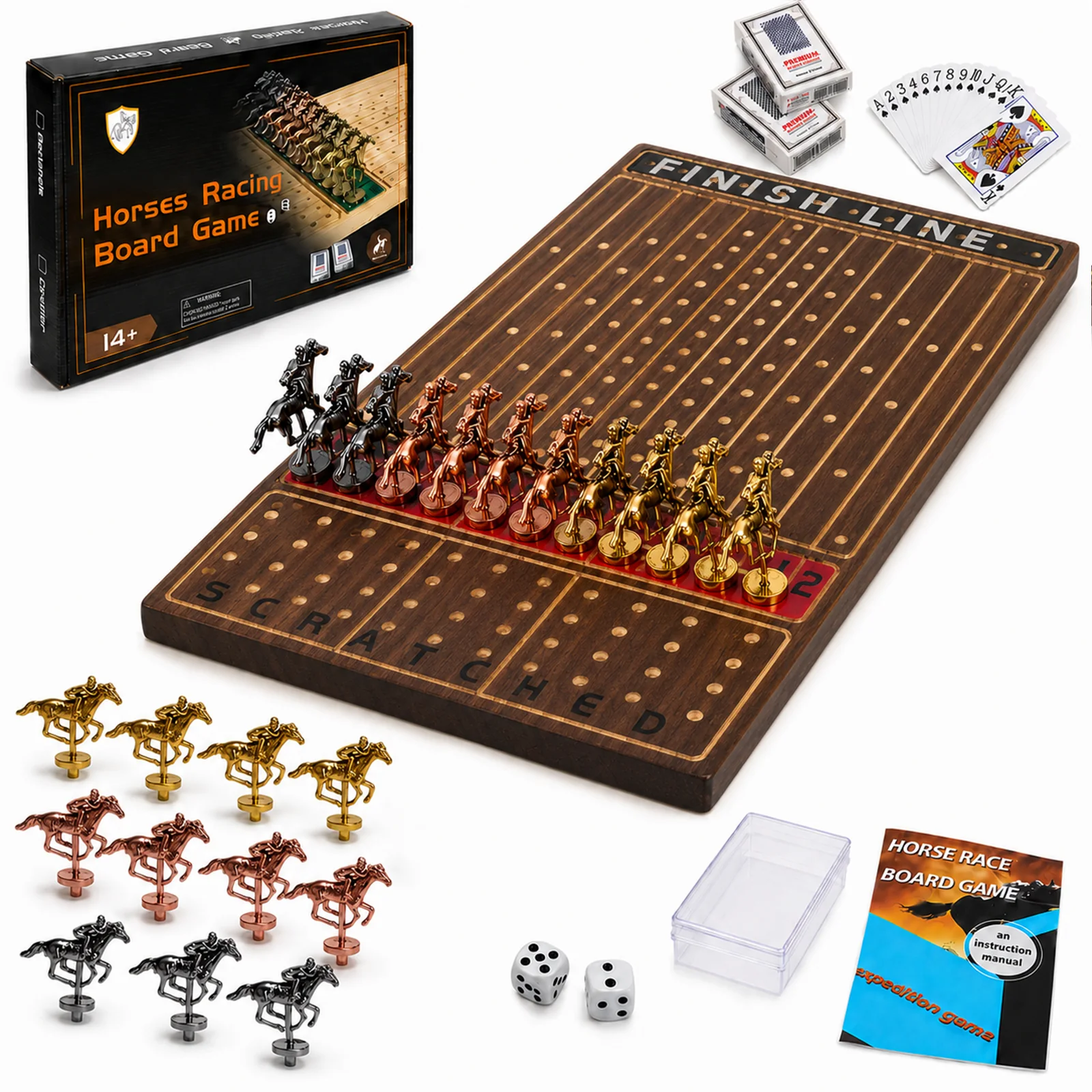 Horse Race Board Game - Burnt Wood