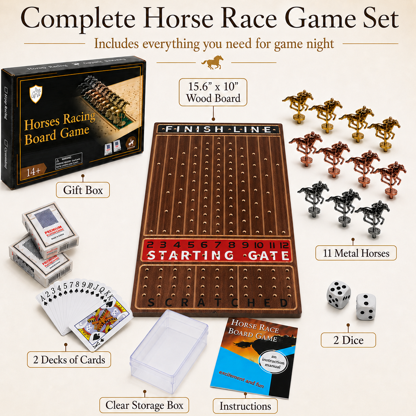 Horse racing game components