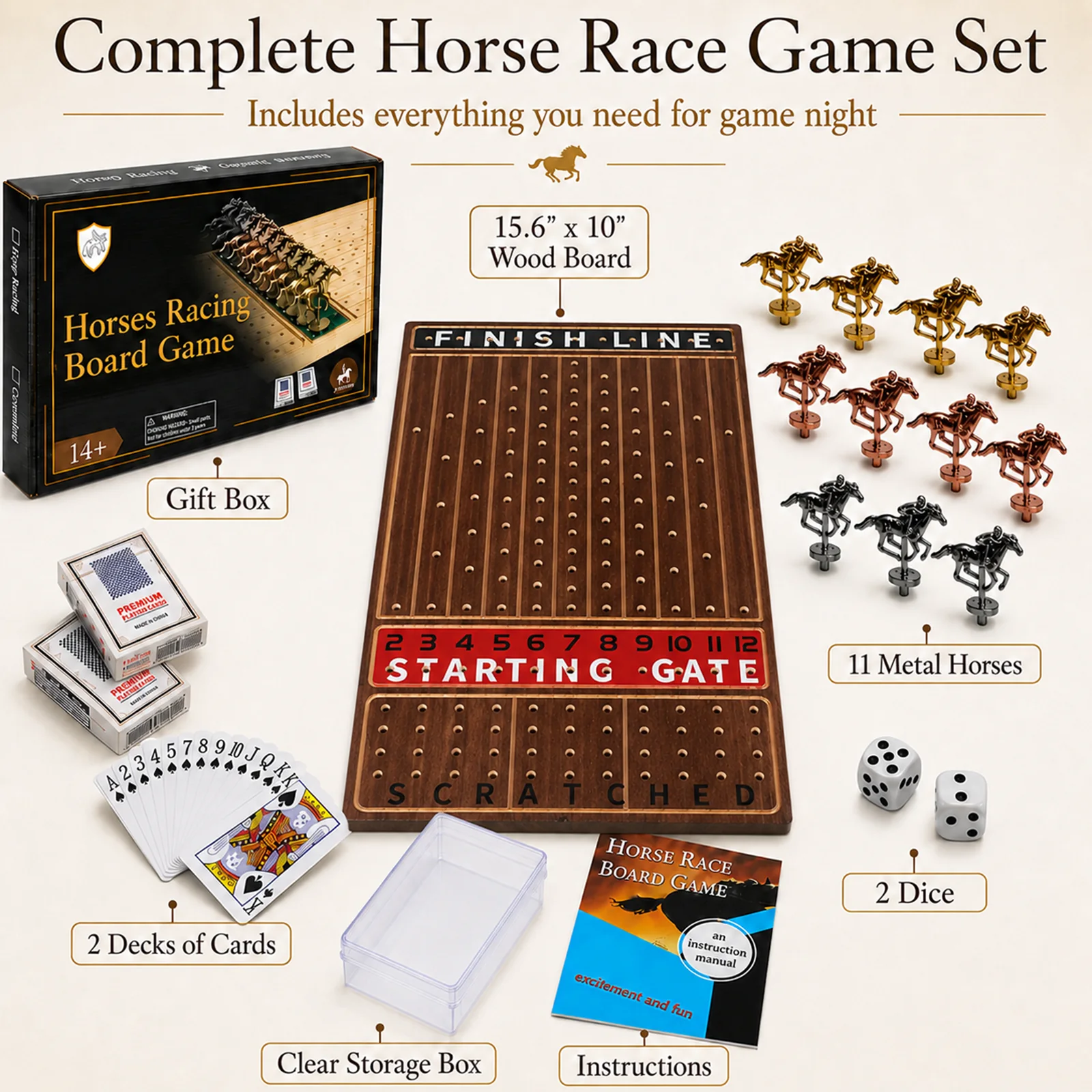 Horse racing game components