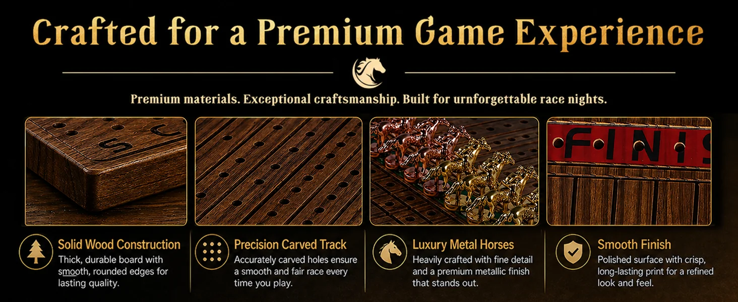 Burnt wood horse race board game A+ module 4