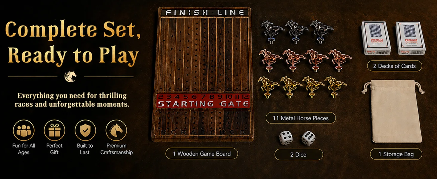 Burnt wood horse race board game A+ module 5